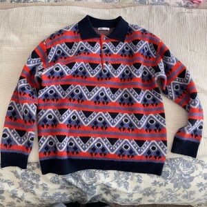 orange & purple patterned collared mens sweater/cardigan with buttons - Zara